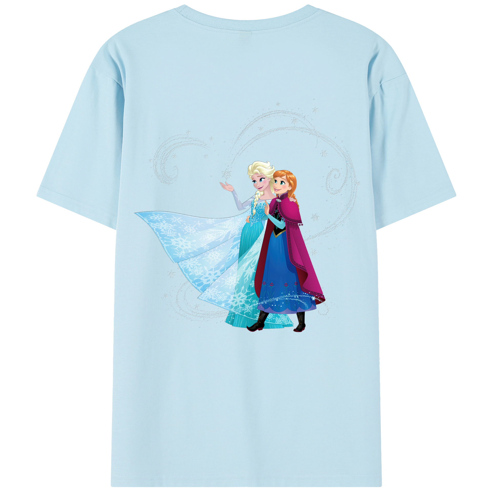 （画像用） アナと雪の女王 アンナ エルサ Frozen Anna Elsa 綿100％半袖Tシャツ（背面プリント）